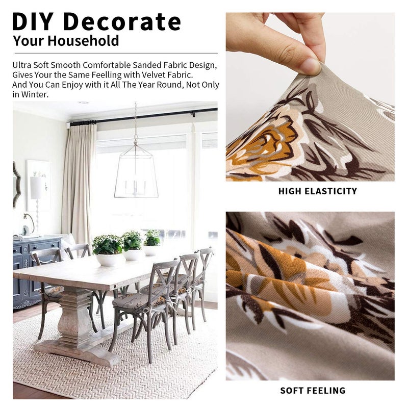 Gute Stretch Printed Chair Seat Covers with Elastic Ties and Button, Removable Washable Dining Upholstered Chair Protector Seat Cushion Slipcovers for Dining Room, Office,Rose 4 Pack - Image 3